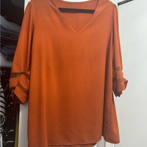 Women's V-Neck Rust Top